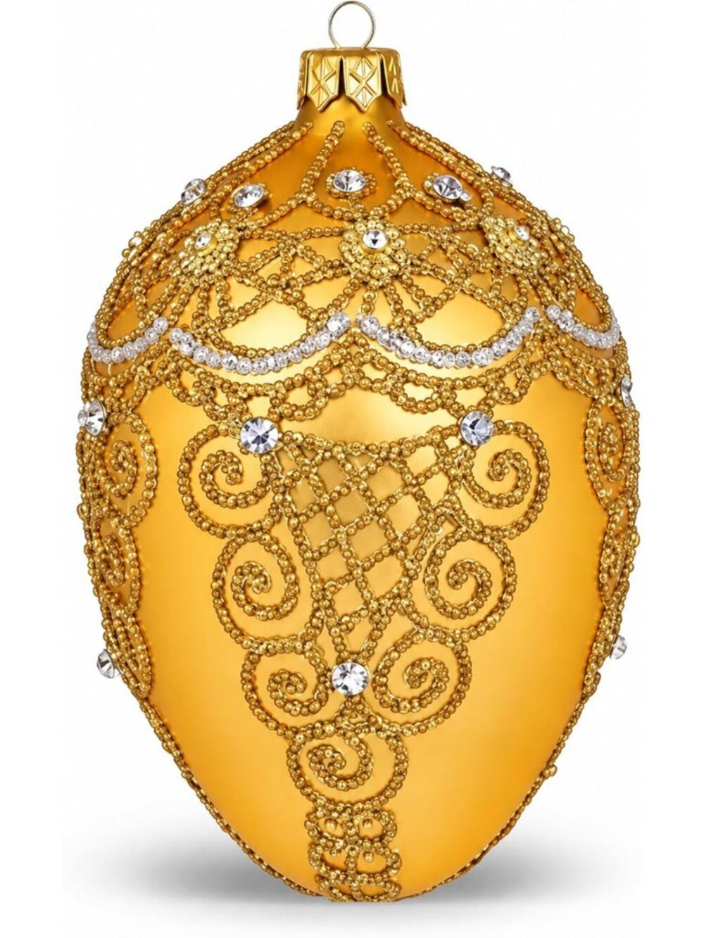 5-Inch Gold Filigree Fabergé Style Egg | Hand-Painted Glass Ornament